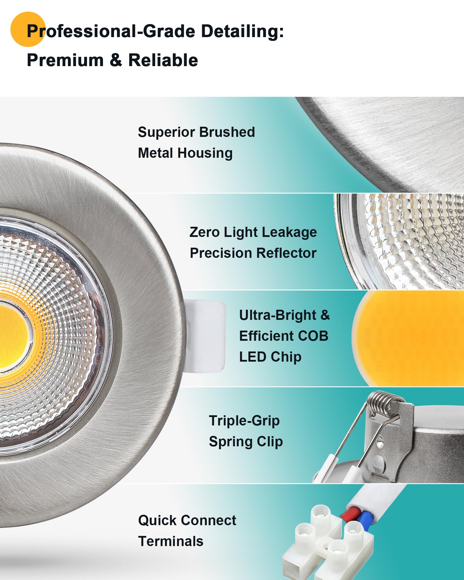 HiBay 8x Faretti LED da Incasso per Cartongesso Dimmerabili,10W 850LM faretti da incasso,Foro 65-85mm Luce Naturale 4000K per Cucina,Interno,Faretti Led Soffitto COB 230V