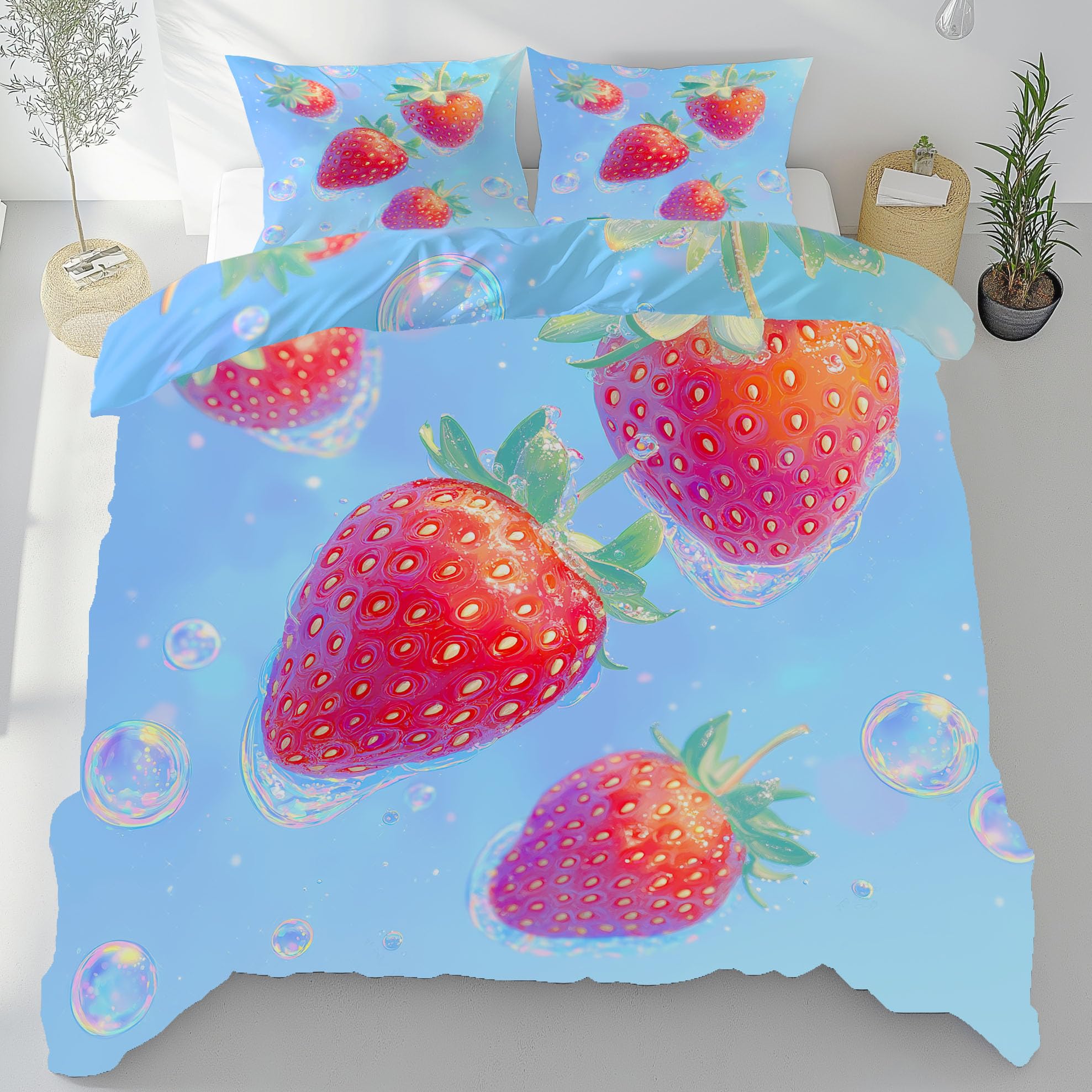 Parure de lit fruitée en microfibre respirante pour des nuits d'été fraîches