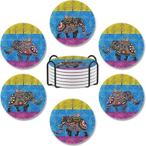 Paquete de 6 posavasos de cerámica de pingüino con base de corcho, regalos de inauguración de la casa para mujeres, mesa de café, escritorio,