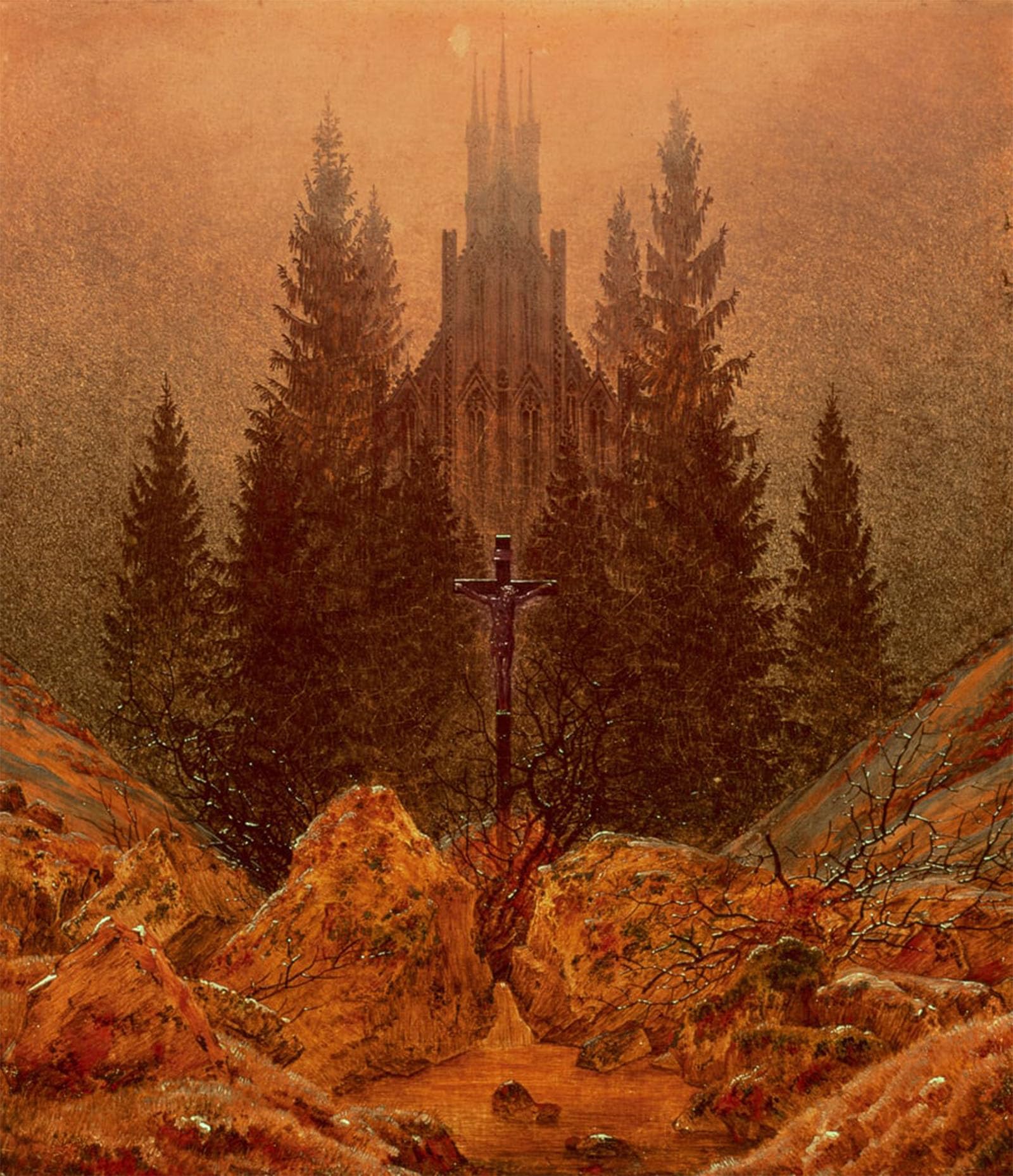 POSTERIIk Famous Modern Artwork Art Mural The Cross in the Mountains by Caspar David Friedrich Oil Paintings Pictures for Home Decor 60x90cm