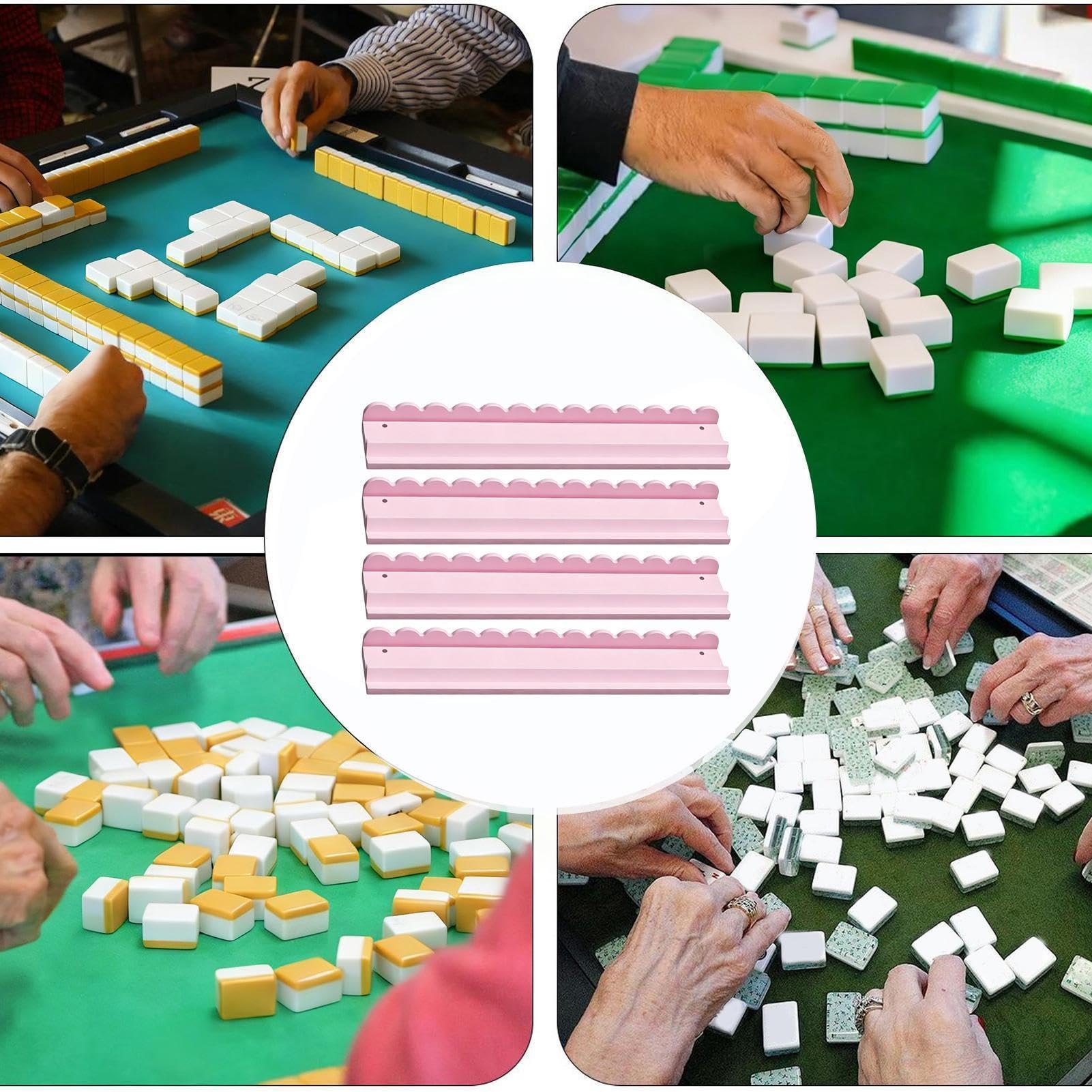 Spingitori E Rastrelliere Mahjong 4 Pezzi Legno Magnetici Antiscivolo | Set Portatessere Da Viaggio Mahjong per adulti, famiglia, anziani, serate di , feste, riunioni, club ed esterno