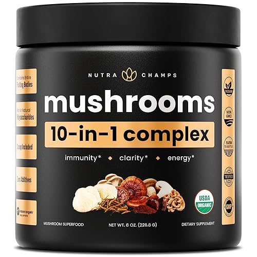 NutraChamps Organic Mushroom Powder - 10-in-1 Complex - Mushroom Supplement