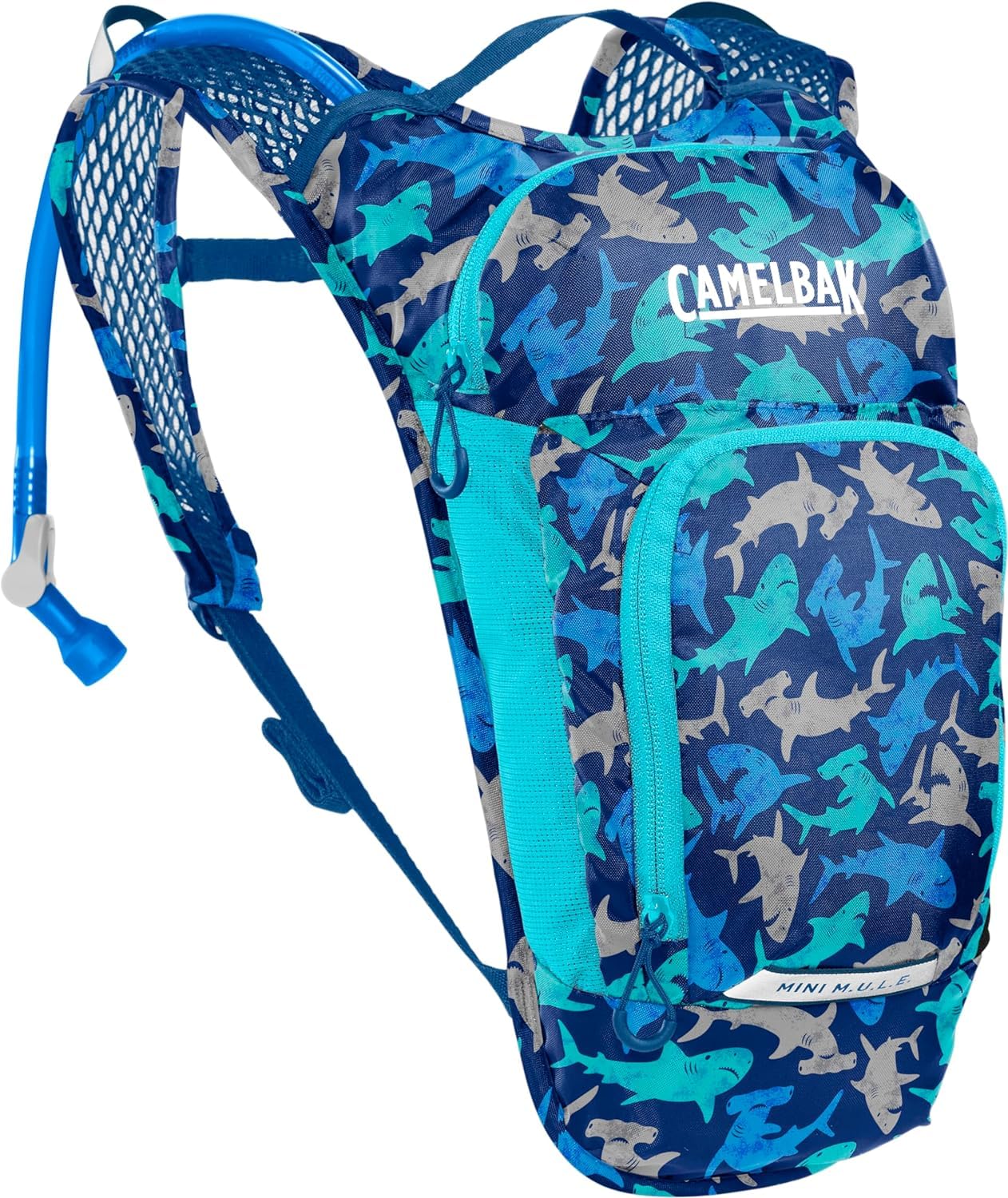 CamelBak Mini M.U.L.E. Kids Hydration Backpack for Hiking and Biking - 50oz, Sharks — image 1