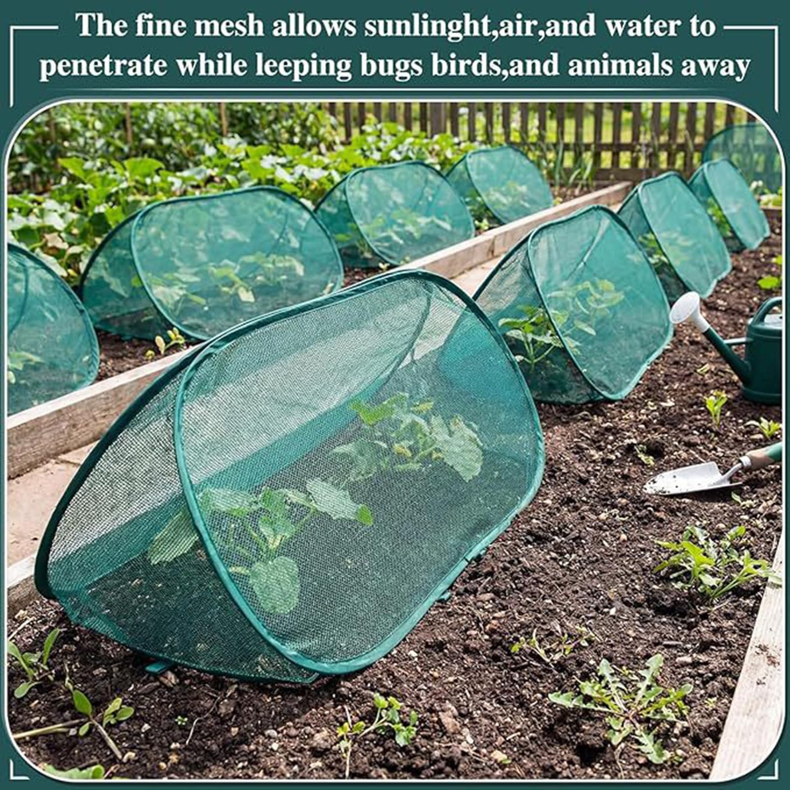 Lot de 2 filets de protection pop-up pour plantes - 100 x 40 cm - Couverture surélevée en maille fine avec piquets - Cage à légumes pliable pour semis