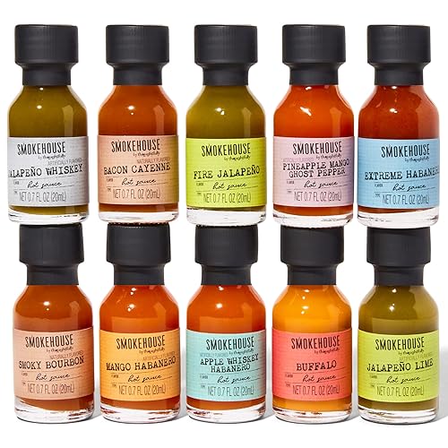 Miniatura 2 de Smokehouse by Thoughtfully, juego de especias gourmet para asar y salsa picante en mini botellas de vidrio, juego de 20