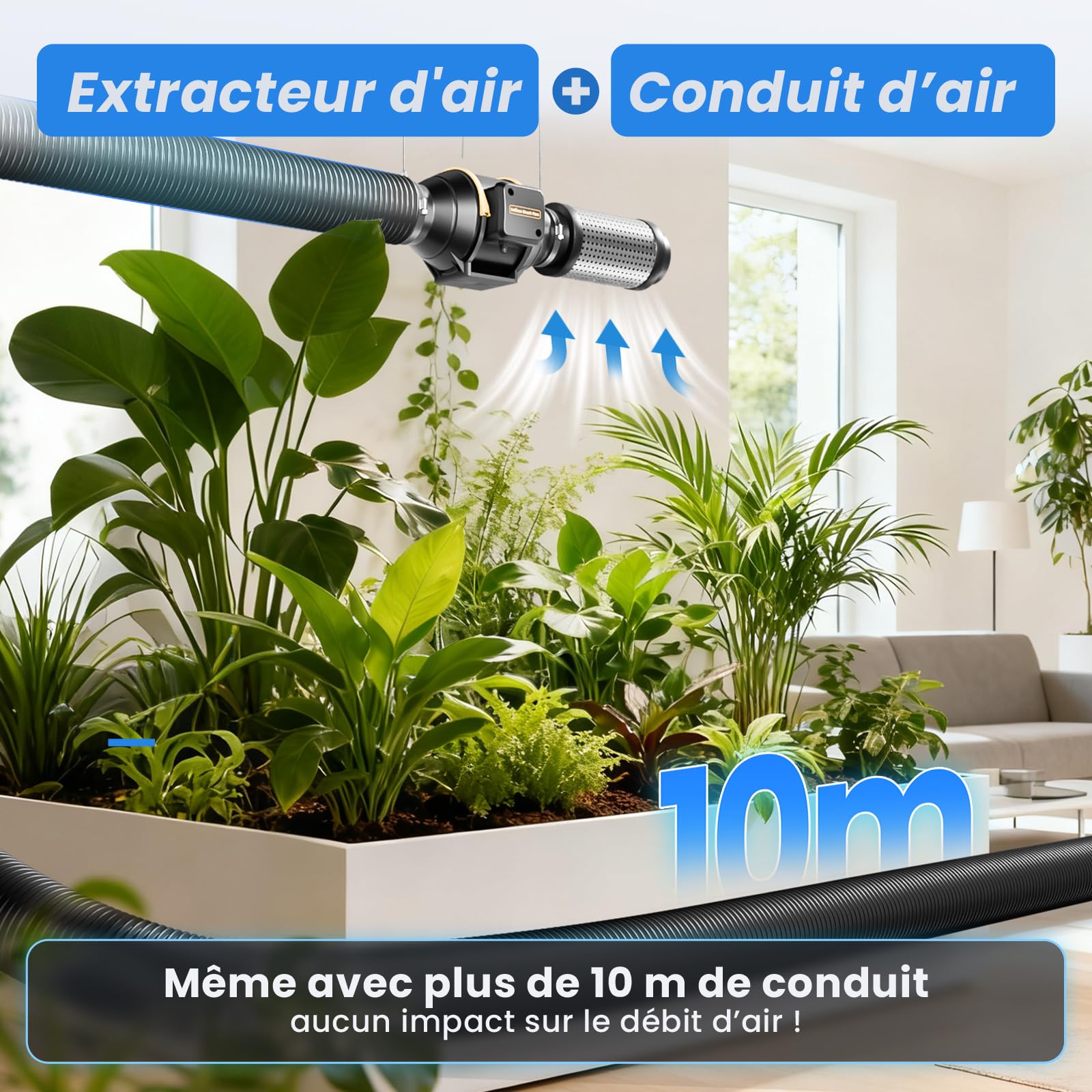 Ventilateur d'Extraction 100mm 367m³/h Silencieux avec Contrôleur de Vitesse