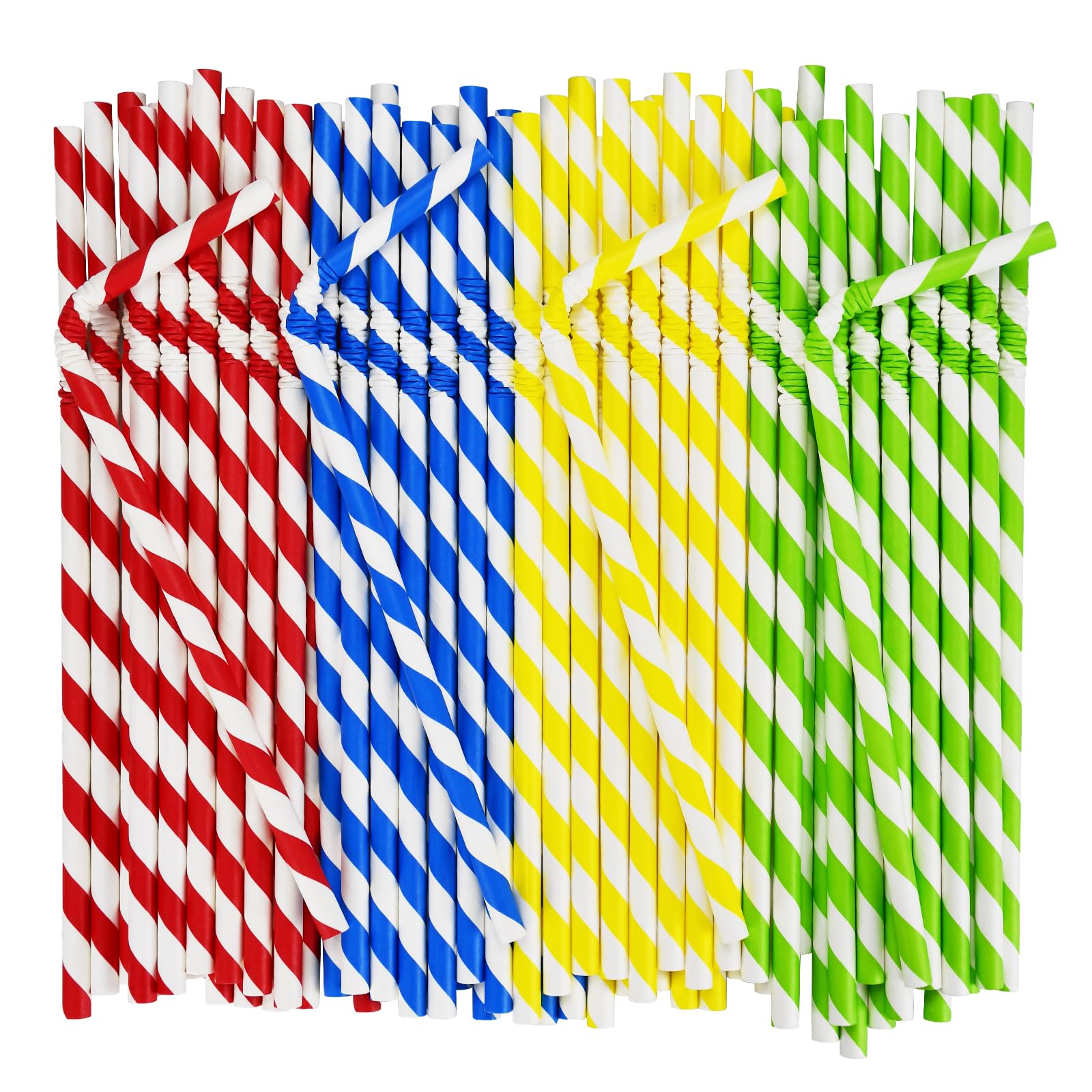 Cannucce di carta usa e getta flessibili, 19,7 x 0,6 cm, 100% biodegradabili, a strisce colorate, confezione da 250