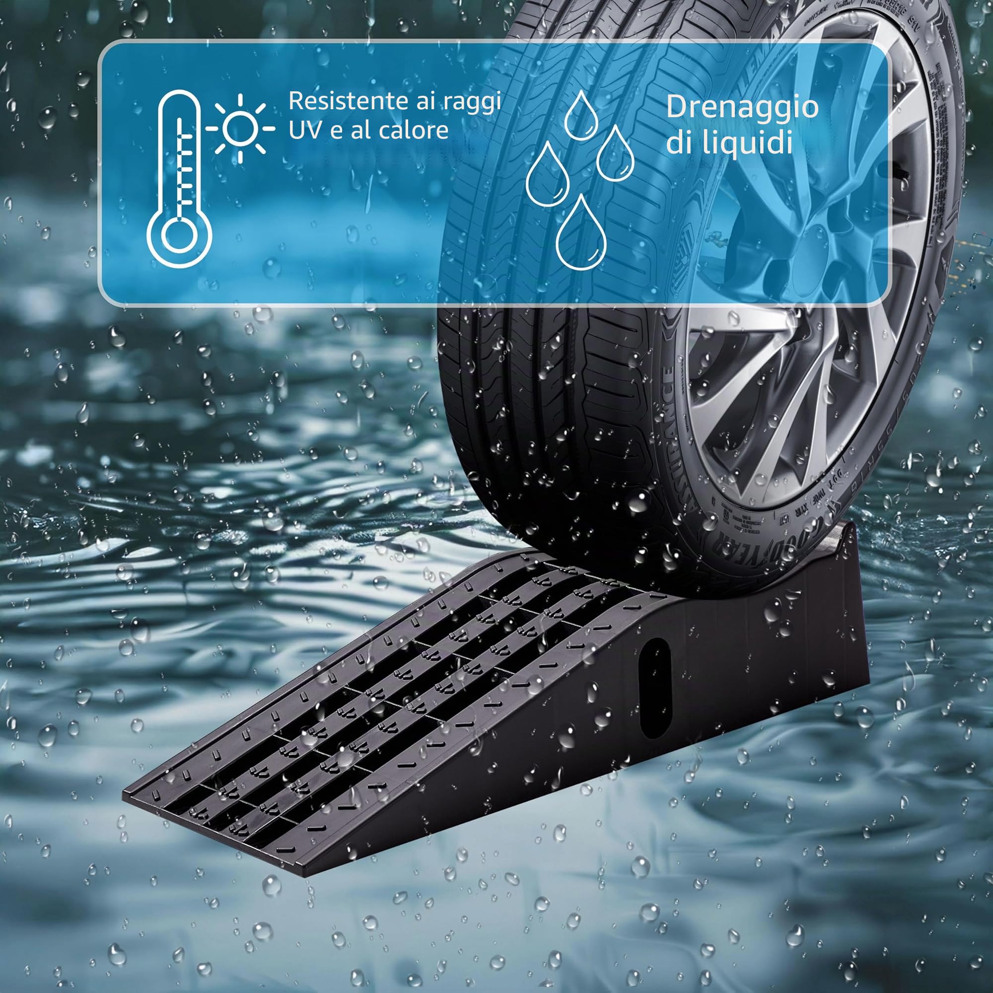 Cartrend 10639 Set di 2 Rampe di carico, 3 tonnellate, Fino a 235 mm di Ponte Sollevatore per Auto, rampa, Piattaforma di Sollevamento, con Protezione da sovrappamento