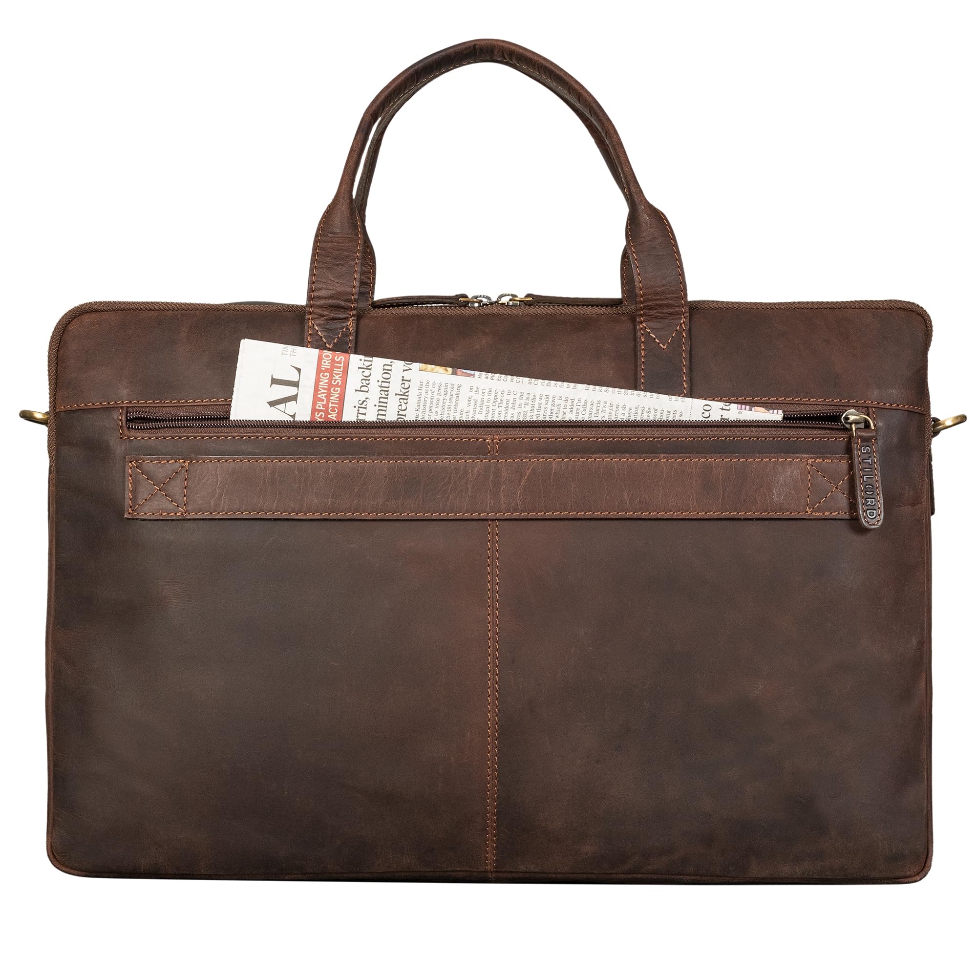STILORD Timothy Élégant Sac Ordinateur Portable Cuir Pochette Ordinateur 17 Pouces - 19 Pouces Malette Sacoche Travail Homme Sac Laptop Femme Cuir Véritable Couleur:Veleta - Marron