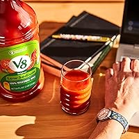 Vista 5 de Jugo V8 original bajo en sodio 100% de verduras, mezcla de verduras con jugo de tomate, botella de 64 onzas líquidas