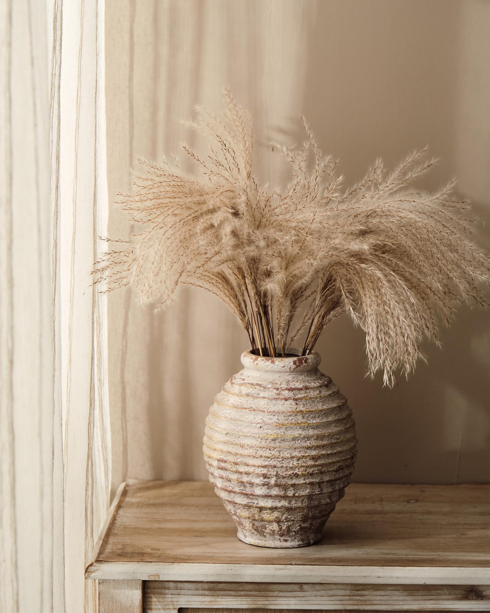 Jersinwei Rustic Ceramic Vase for Decor, Farmhouse Vases 8.4 Inch, Decorative Vase for Home Decor Living Room Tabletop Boho Vintage Tile