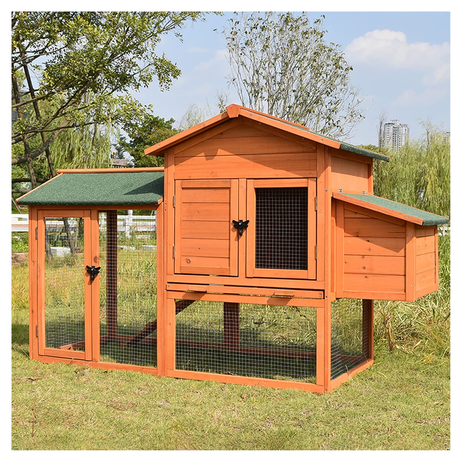 Double Story Chicken Coop Indoor/Outdoor, Bunny Run Cag W/Ample Activity Areas Elevated Restroom, Small Animal Pens Hutches (Color : B, Size : 168x75x103cm)