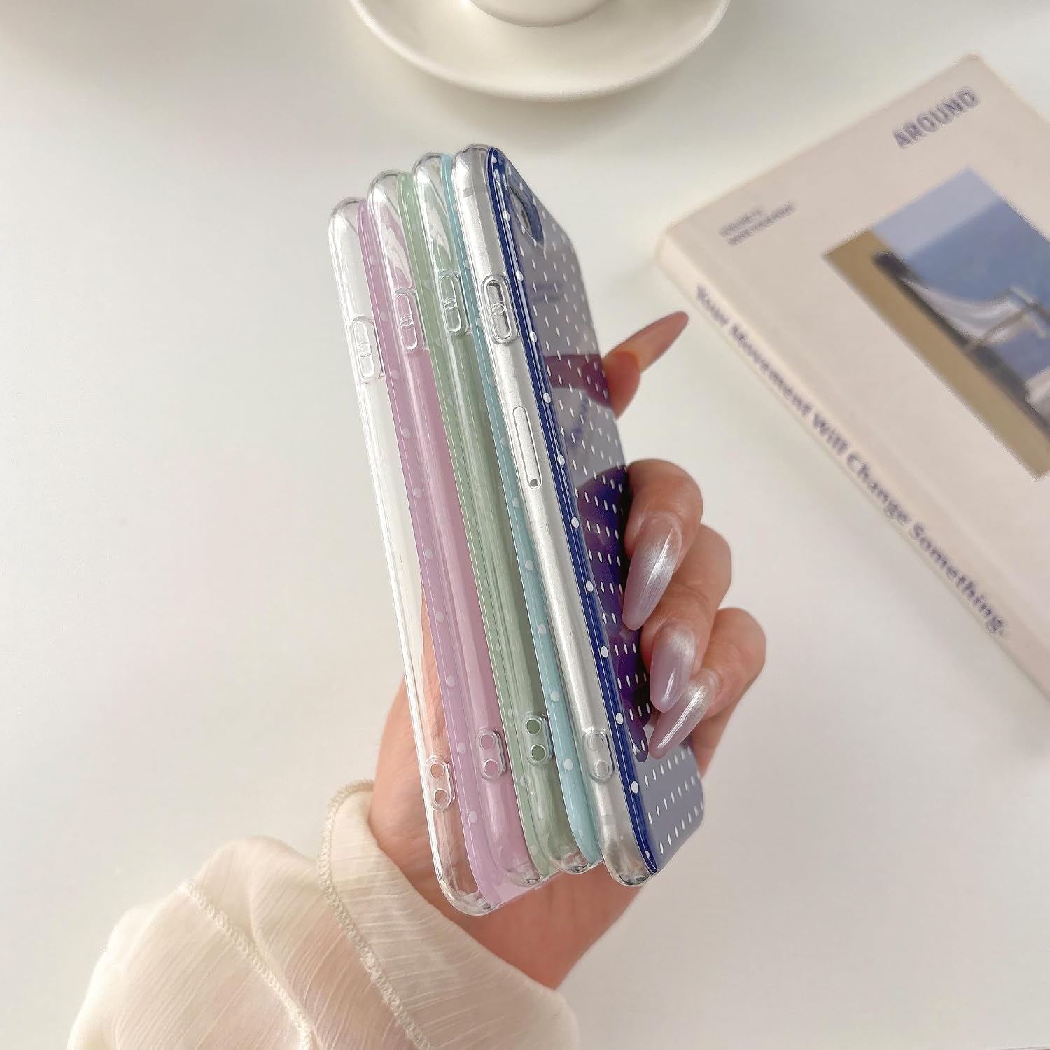 QLTYPRI Cute Phone Case for iPhone SE 3rd & 2nd Gen, for iPhone 8/7 Case Polka Dot Fashion Aesthetic Design for Women Girls, Slim TPU Shockproof Protective Phone Cover for iPhone 7/8/SE - Blue thumbnail