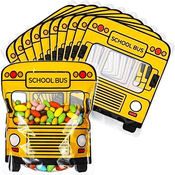 AmazingSpark 40 Pcs School Bus Goodie Bag Teacher Appreciation Cookie Bags Birthday Party Supplies Treat Bags for Back to School Party Favor
