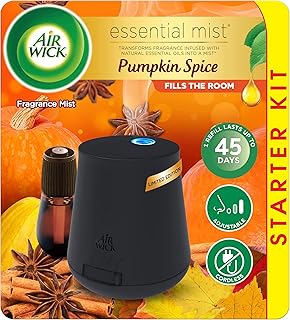 Air Wick Essential Mist Starter Kit (Diffuser + Refill), Pumpkin Spice, Fall scent, Fall spray, Essential Oils Diffuser, Air Freshener