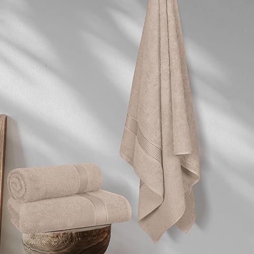 Miniatura 3 de Belizzi Home Juego de 2 toallas de baño de algodón de gran tamaño de 28 x 55 pulgadas, toallas de baño grandes, ultra absorbentes, compactas, de