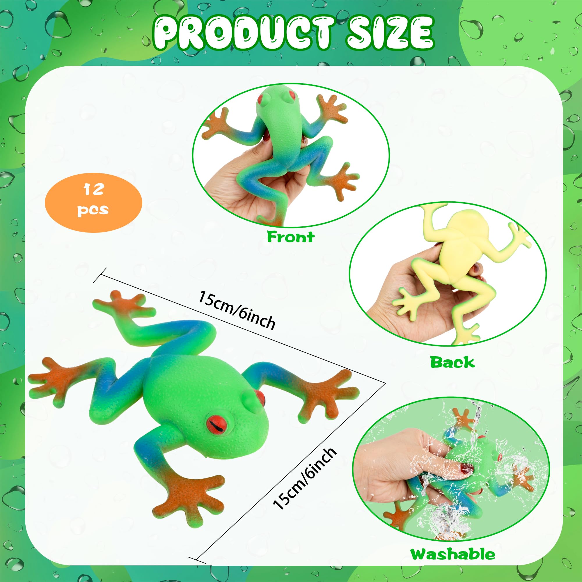 Octaday 12 Pcs Realistic Frog Frog Toys Soft Rubber Stretchy Frog Toys Figurines Simulation Animal Model Frog Party Decorations for Passover Gift Party Favor Home - Image 2