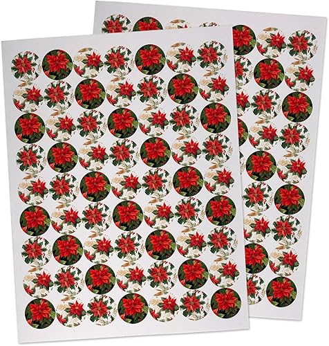 Calcomanías vintage de flor de pascua, paquete de 126 sellos de sobre, hojas de calcomanías de Navidad perfectas para regalos, calcomanías de
