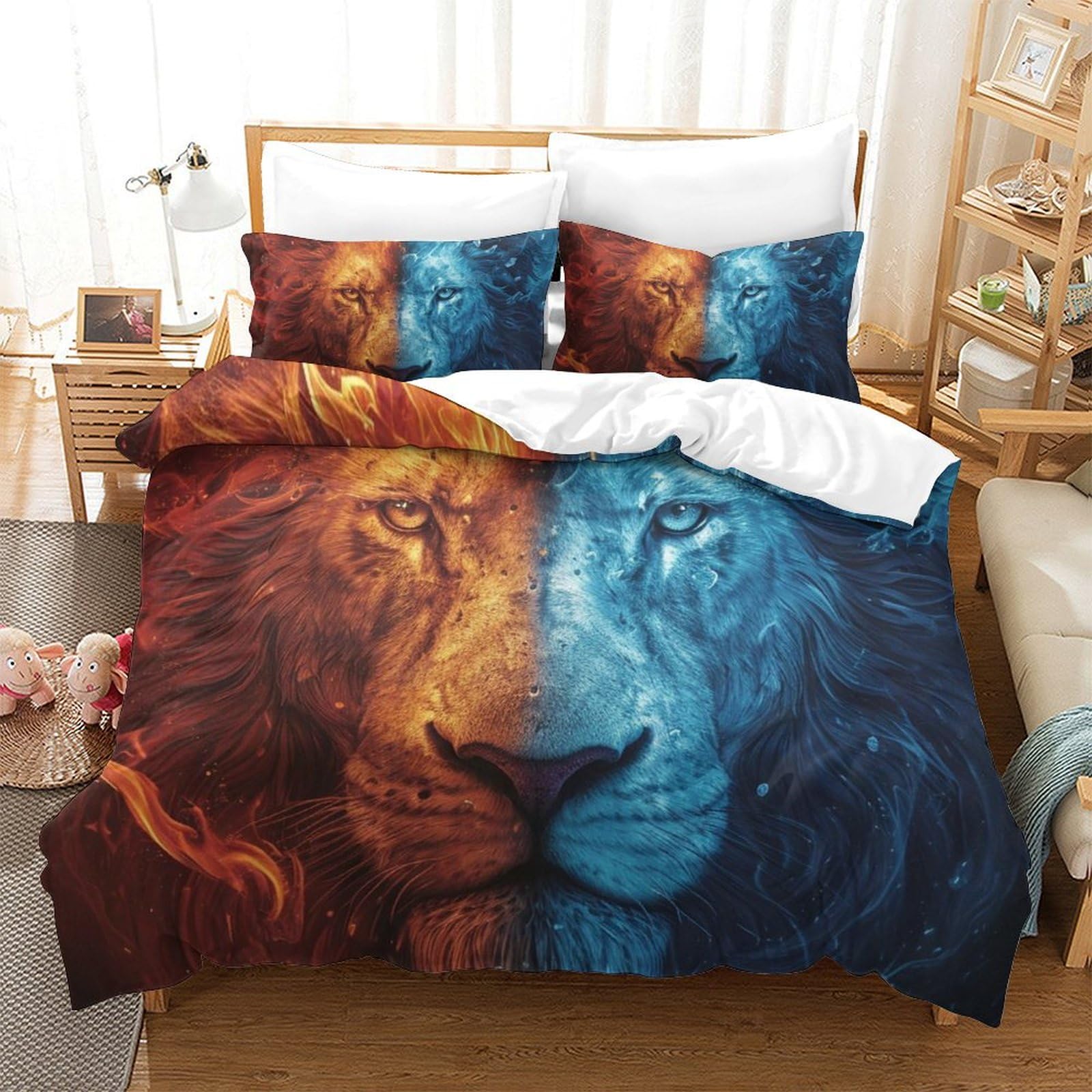 Housse de couette lion 3D en microfibre pour relooker la chambre des enfants