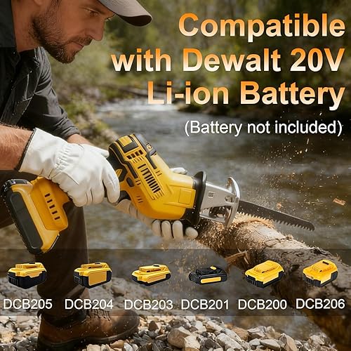 Miniatura 2 de Sierra recíproca inalámbrica compatible con batería Dewalt de 20 V MAX, velocidad variable de 0 a 3500 SPM, sierra recíproca eléctrica mini con 4