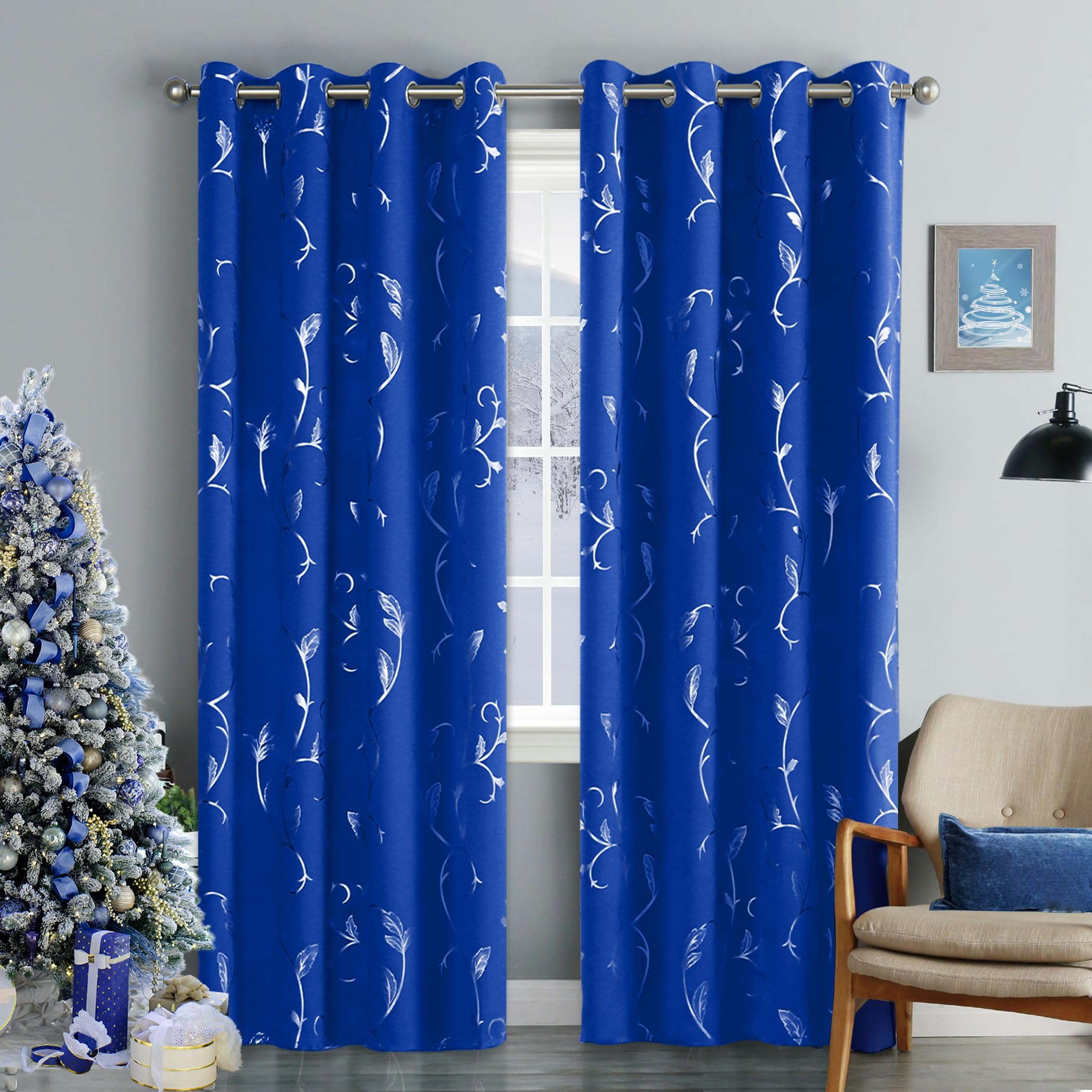 BUHUA Bedroom Royal Blue Curtains Window Black Out Light
