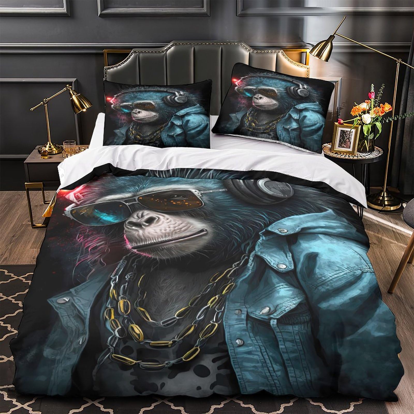 Parure de lit motif camion et chantier fermeture éclair anti-acariens pour grand lit King