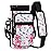 Nuovoware Water Bottle Carrier, 40oz Bottle Carrier Sports Water Bottle Holder with Adjustable Shoulder Strap, 2 Pockets Flask Sling Bag Drawstring Pouch for Climbing Hiking, Floral Pink