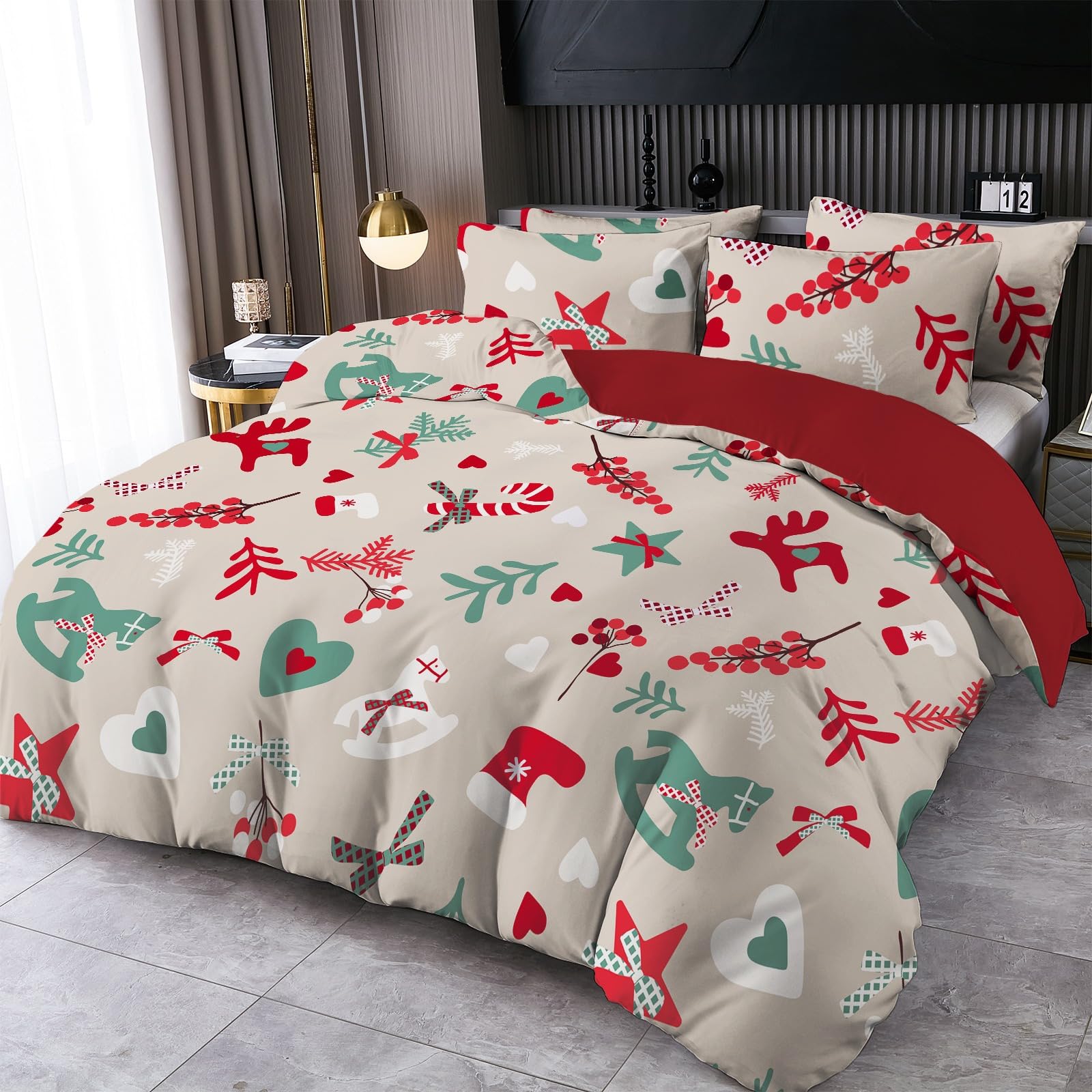 Housse de couette de Noël pour enfants drap de lit rennes 200x200