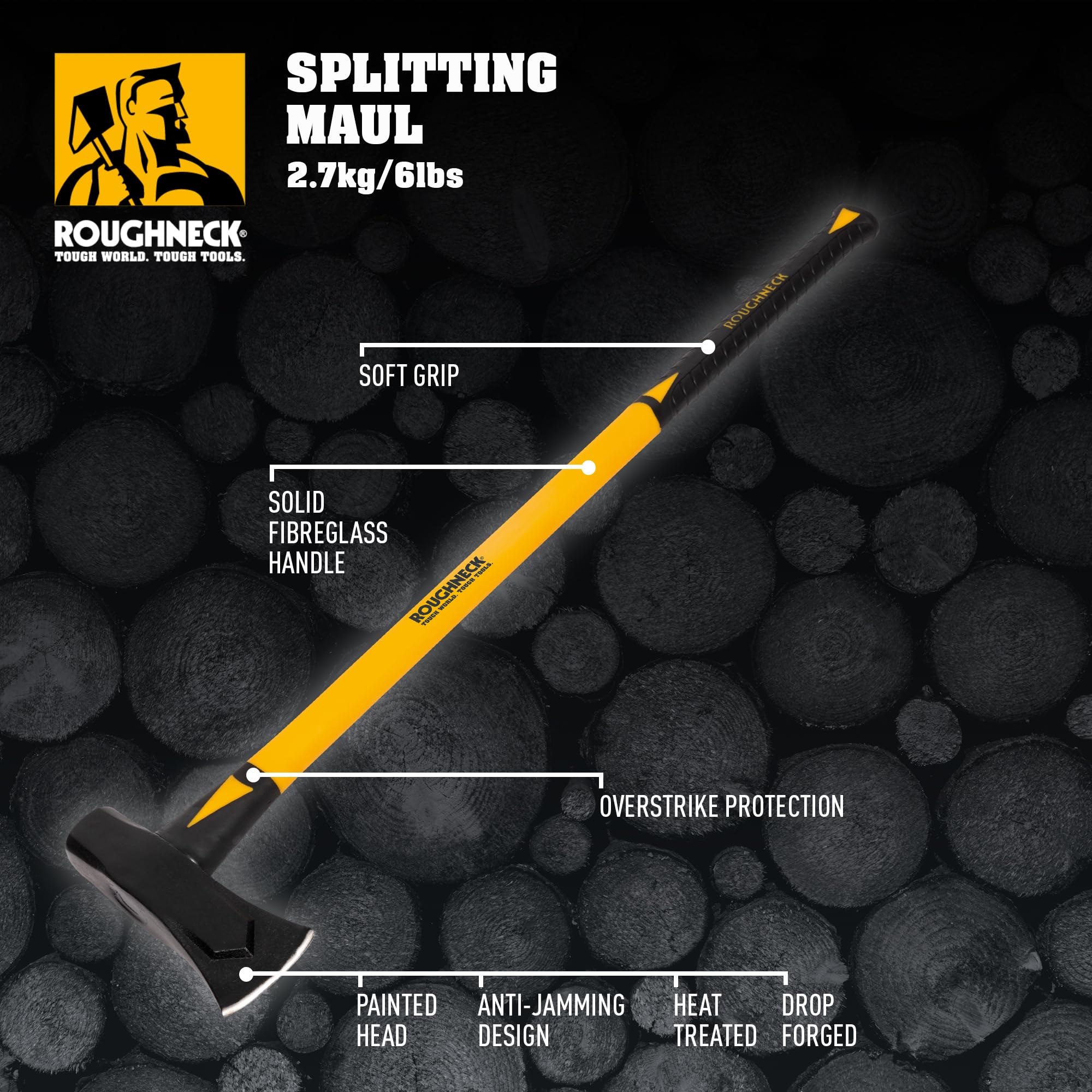 Roughneck Splitting Maul 6lb (2.72Kg) Fibreglass Handle