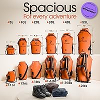 Vista 2 de Earth Pak Bolsa Seca Impermeable - Mochila Impermeable de Cierre Enrollable Superior Mantiene el Equipo Seco para Kayak con Funda Impermeable