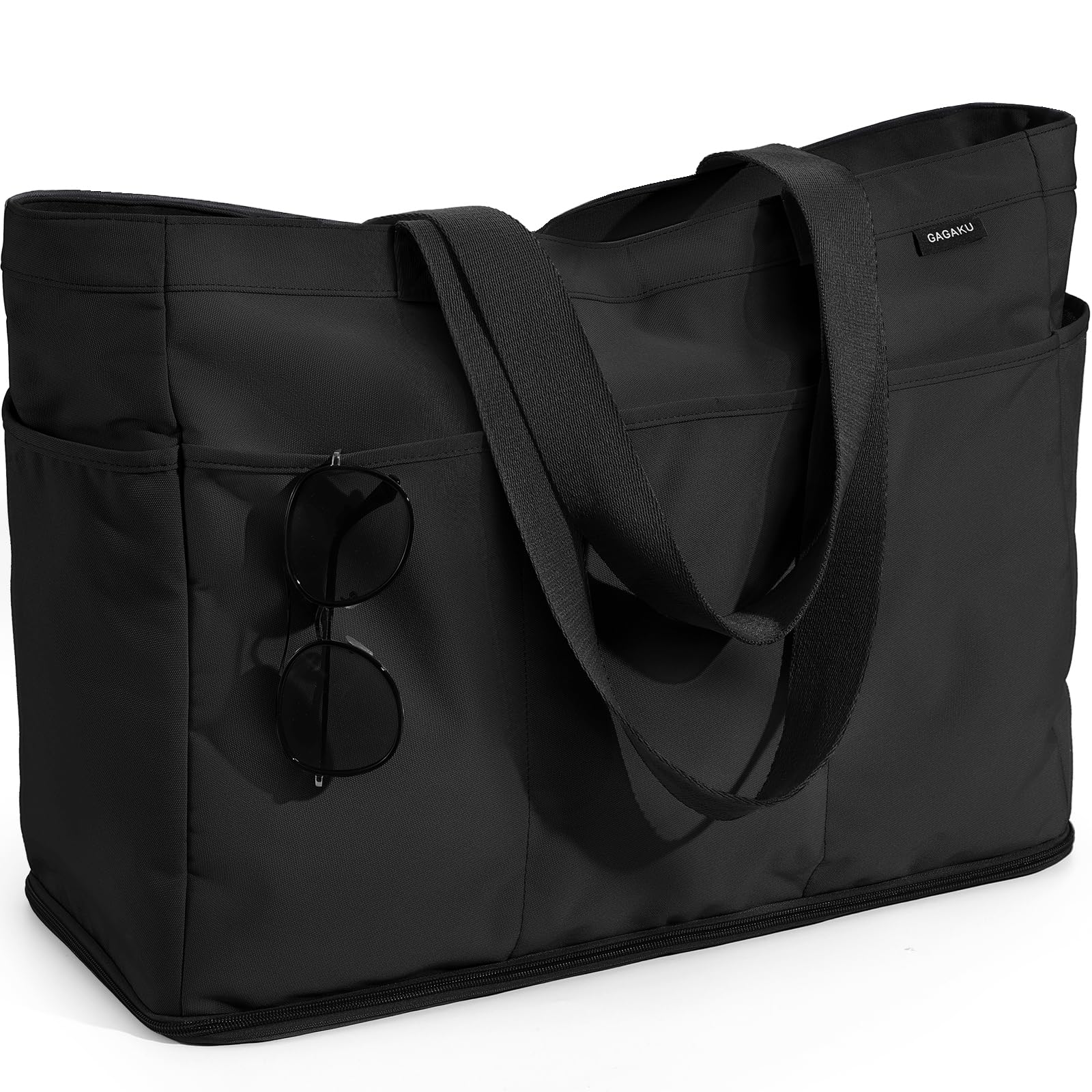 GAGAKU Bolsa de playa XXL con compartimento frigorífico, impermeable, con cremallera, plegable, grande, para familia, mujer, piscina, viajes, color azul, 50 x 38 x 19 cm