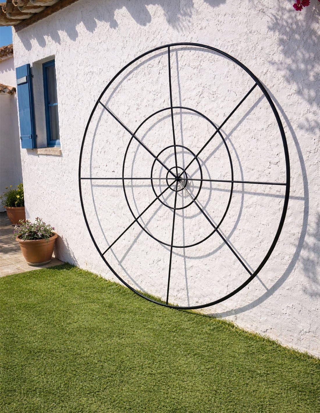 Jardin202 - Aro de Sombrilla de Hierro | Estructura Electrosoldada | Especial Brezo y Esparto | Diametro 1.65m - 1.86m - 2.20m | Negro | Diámetro: 1,86 Metros (Negro)