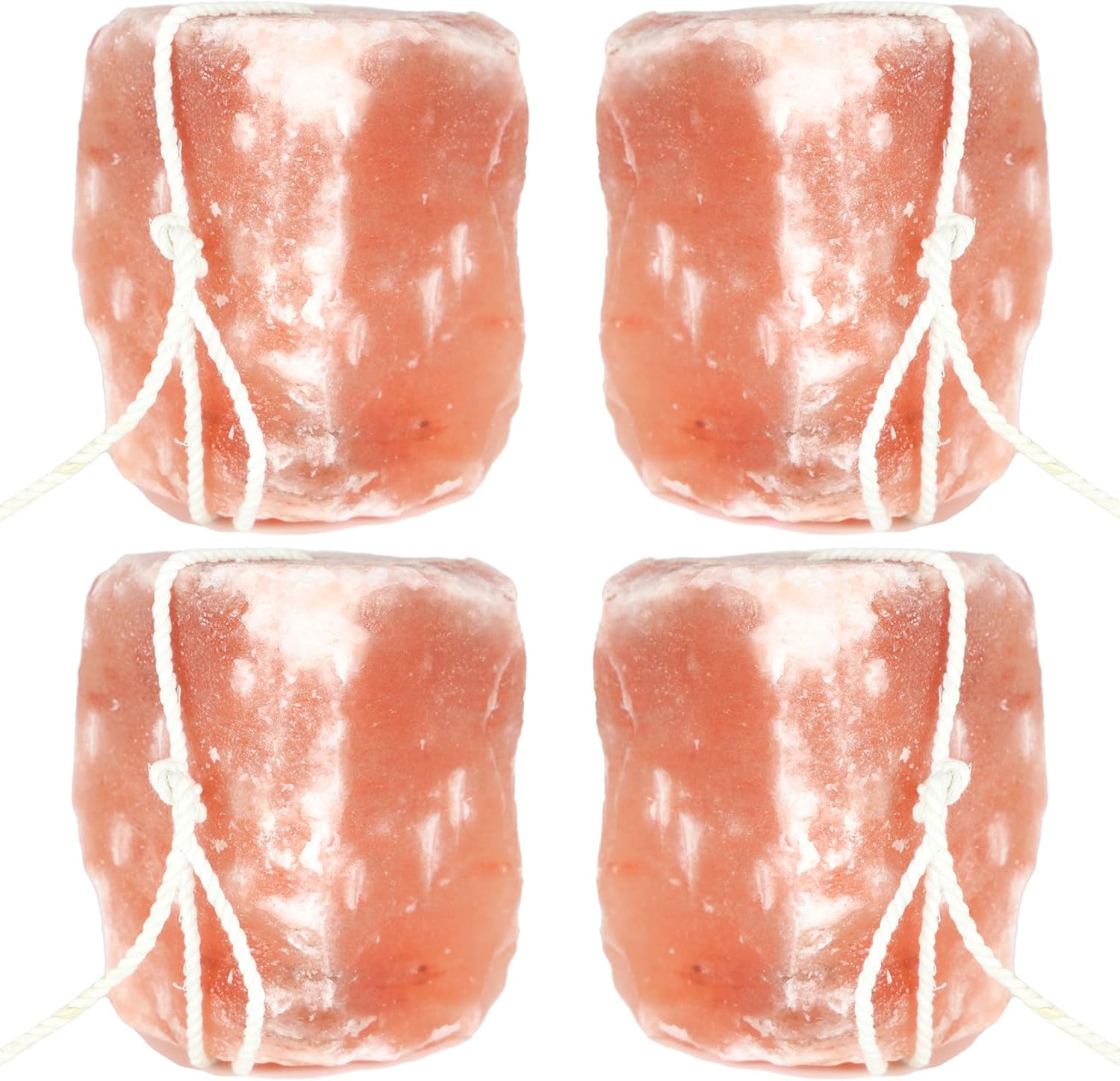 Himalayan Mineral Salt Block on Rope Pack of 4 (4lbs-5lbs Each) – 100% Organic Pink Salt Lick for Horses and Livestock. Deer Attractant with No Harmful Elements