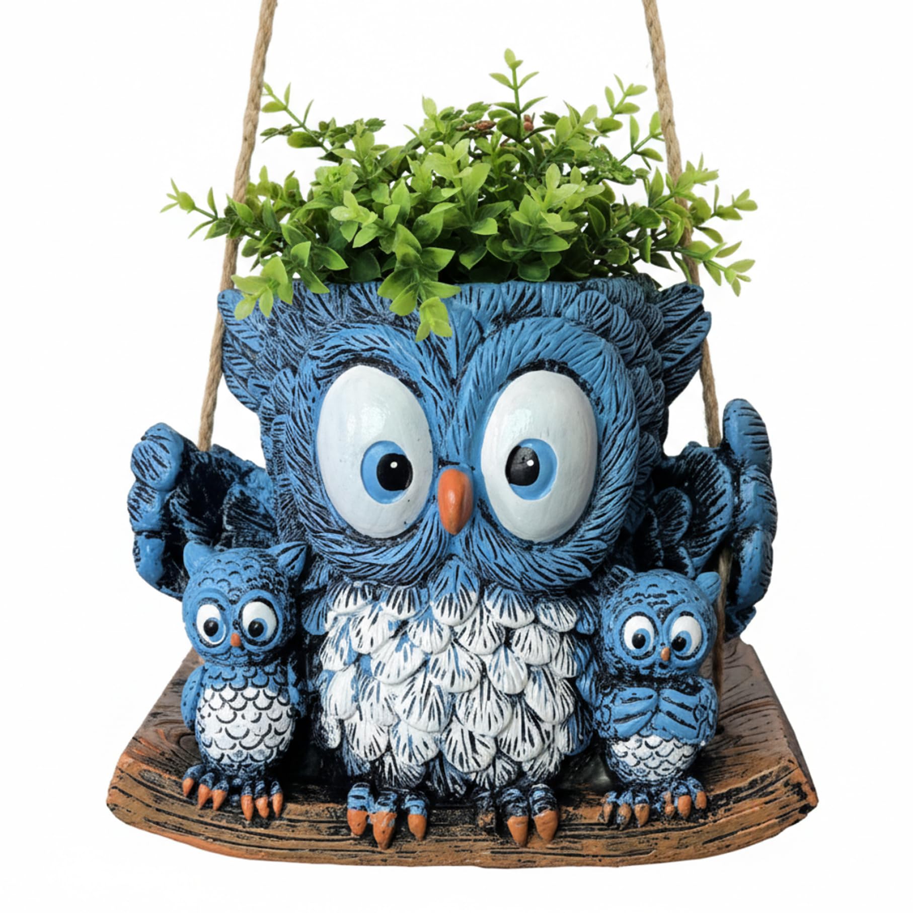Jardinière hibou suspendue en résine pot mignon avec drainage pour plante succulente