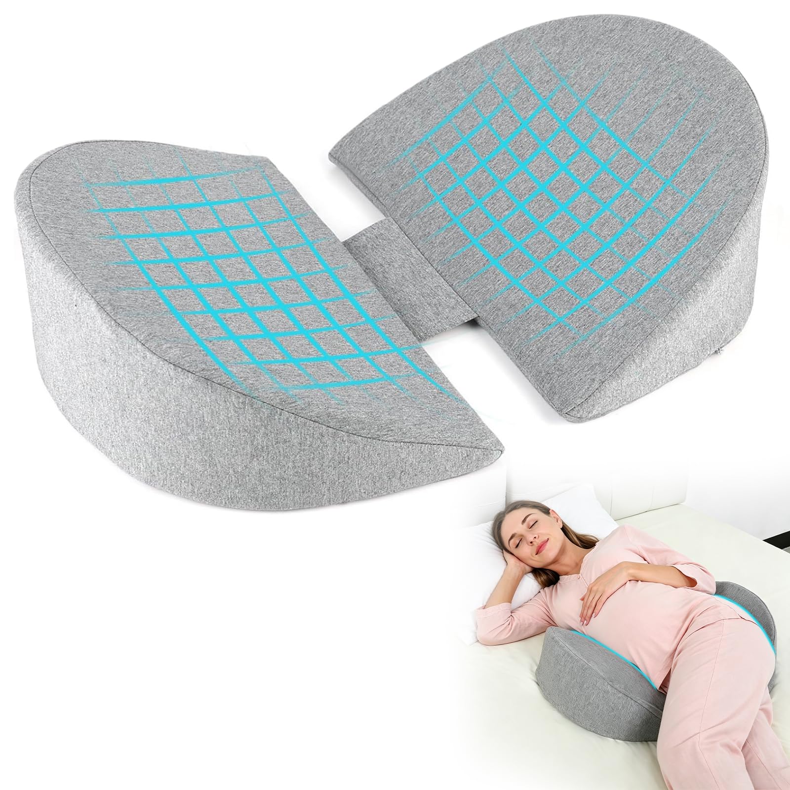 FANGCCC Pregnancy Pillows for Sleeping, Adjustable Memory Foam Maternity Pillow for Pregnant Women, Pregnancy Wedge Pillow for Side Sleeping, Belly and Back Support