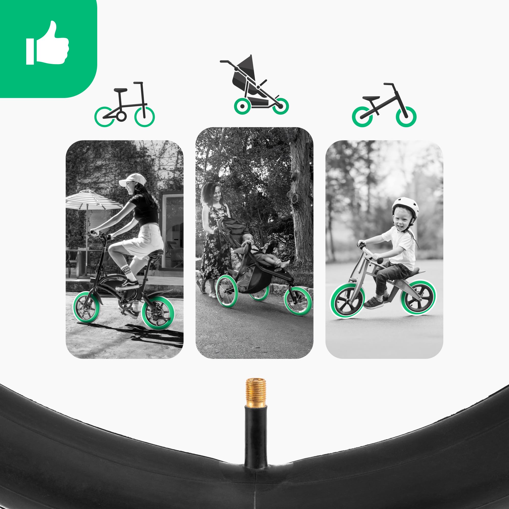 MOOVMOOV - Camera d'aria 12 Pollici (12 1/2 x 2 1/4) con Valvola Dritta (x2) | Per Biciclette per Bambini, senza Pedali, Pieghevoli, ecc. | per Pneumatico 12.5x2.25-12 1/2x2 1/4 (ETRTO 47/62-203)