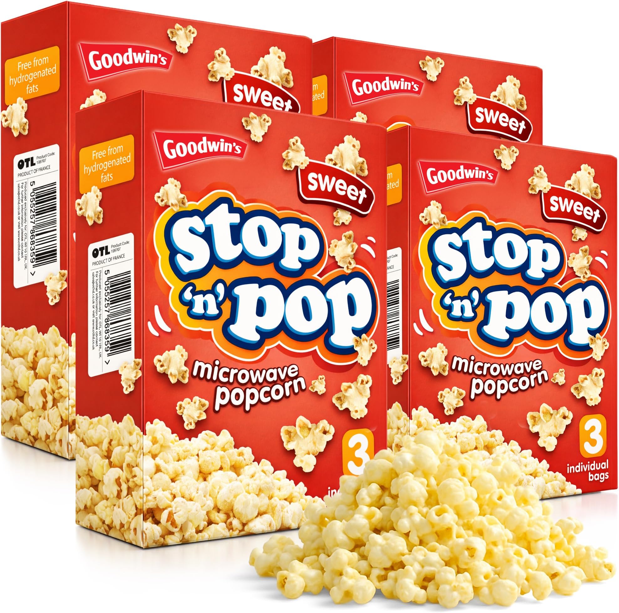 SOL 12pk x 85g Stop 'n' Pop Microwave Popcorn, Sweet Flavoured Pop Corn Kernels, Perfect Tasty Snack for Family Movie Nights, Easy to Prepare, Ideal for Sharing Fun Moments at Home
