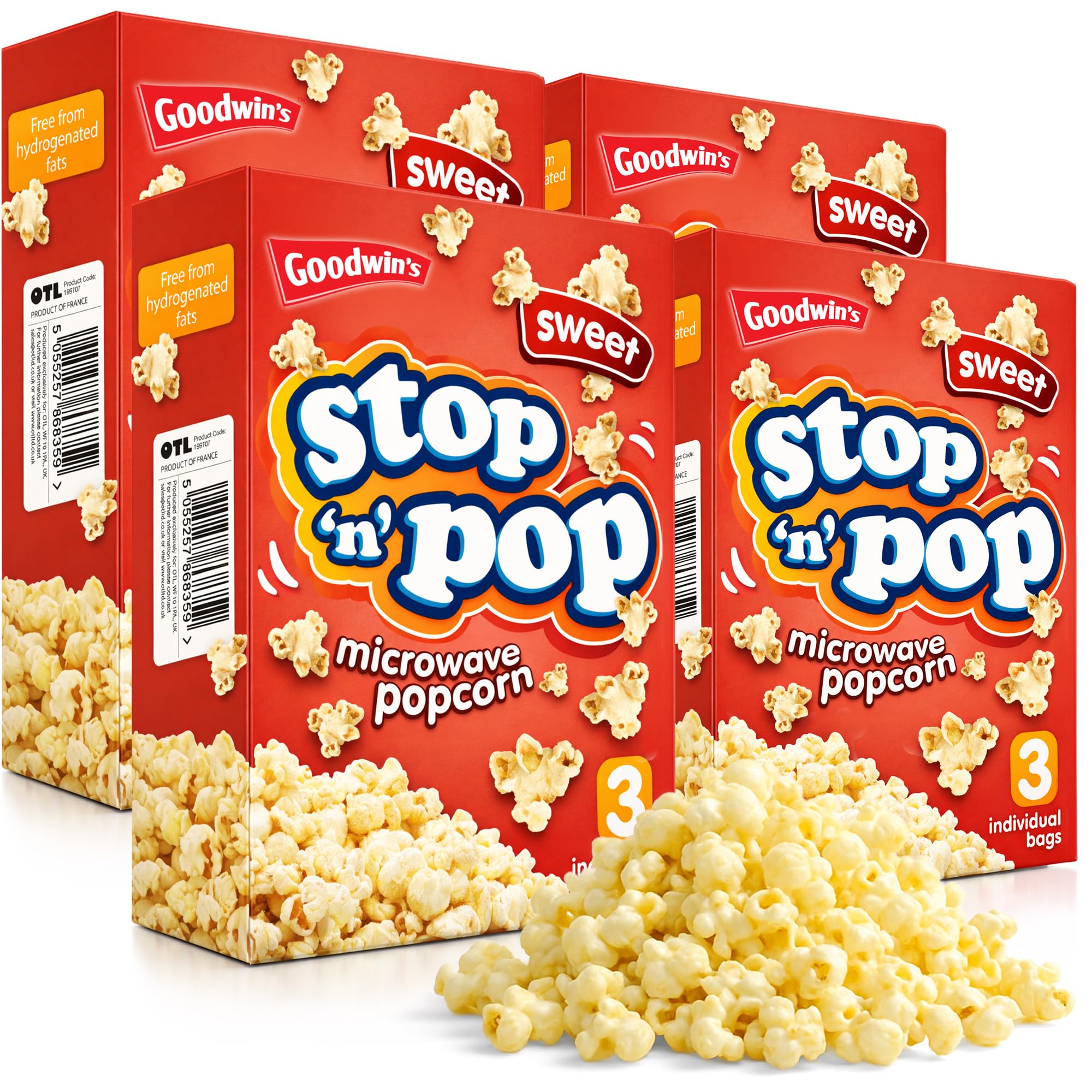SOL 12pk x 85g Stop 'n' Pop Microwave Popcorn, Sweet Flavoured Pop Corn Kernels, Perfect Tasty Snack for Family Movie Nights, Easy to Prepare, Ideal for Sharing Fun Moments at Home