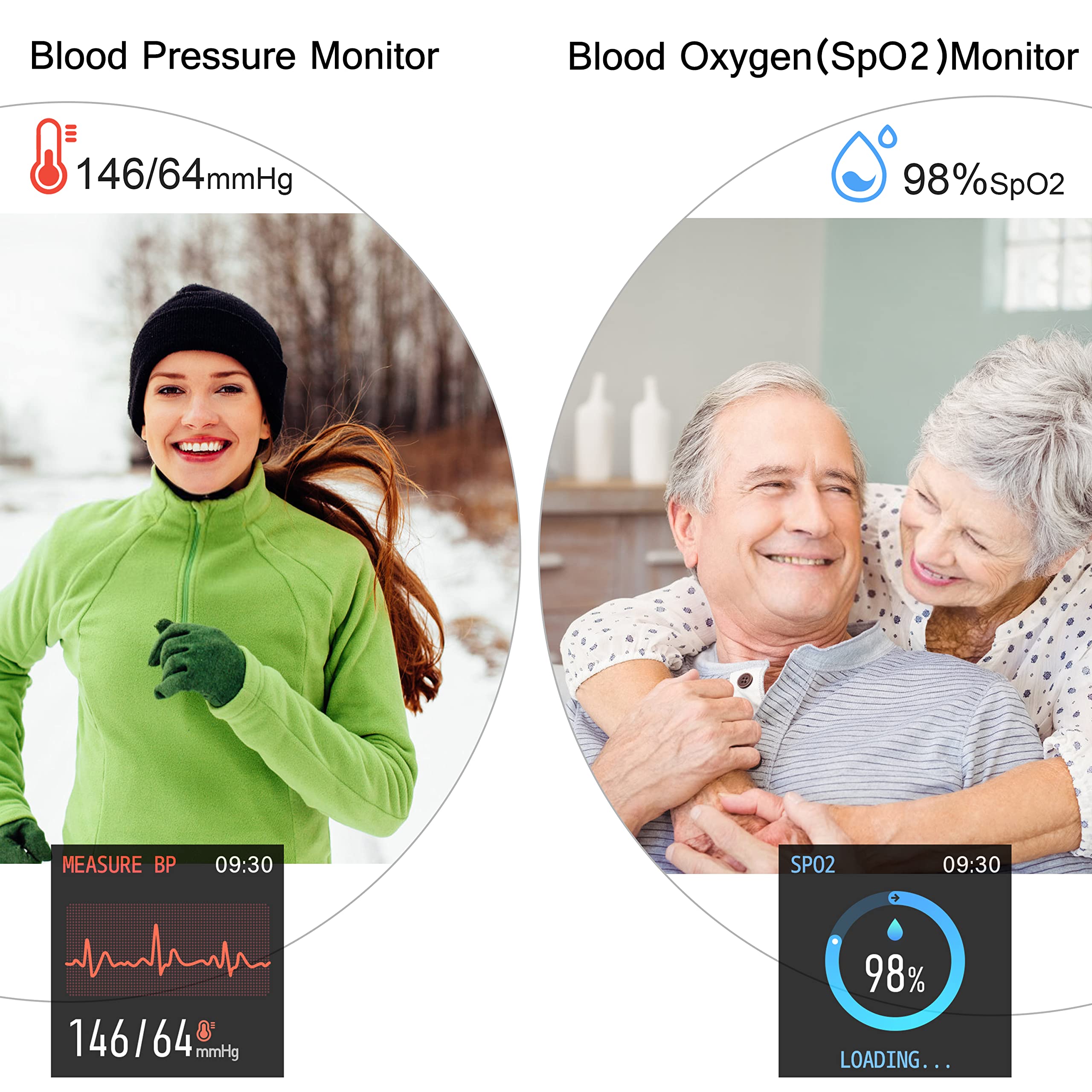 Popglory Smartwatch Recibir Whatsapp y Notificación Llamadas, Reloj Inteligente Mujer Presión Arterial Oxígeno Sanguíneo Ritmo Cardíaco, Pulsera Actividad Hombre Mujer para Android iOS