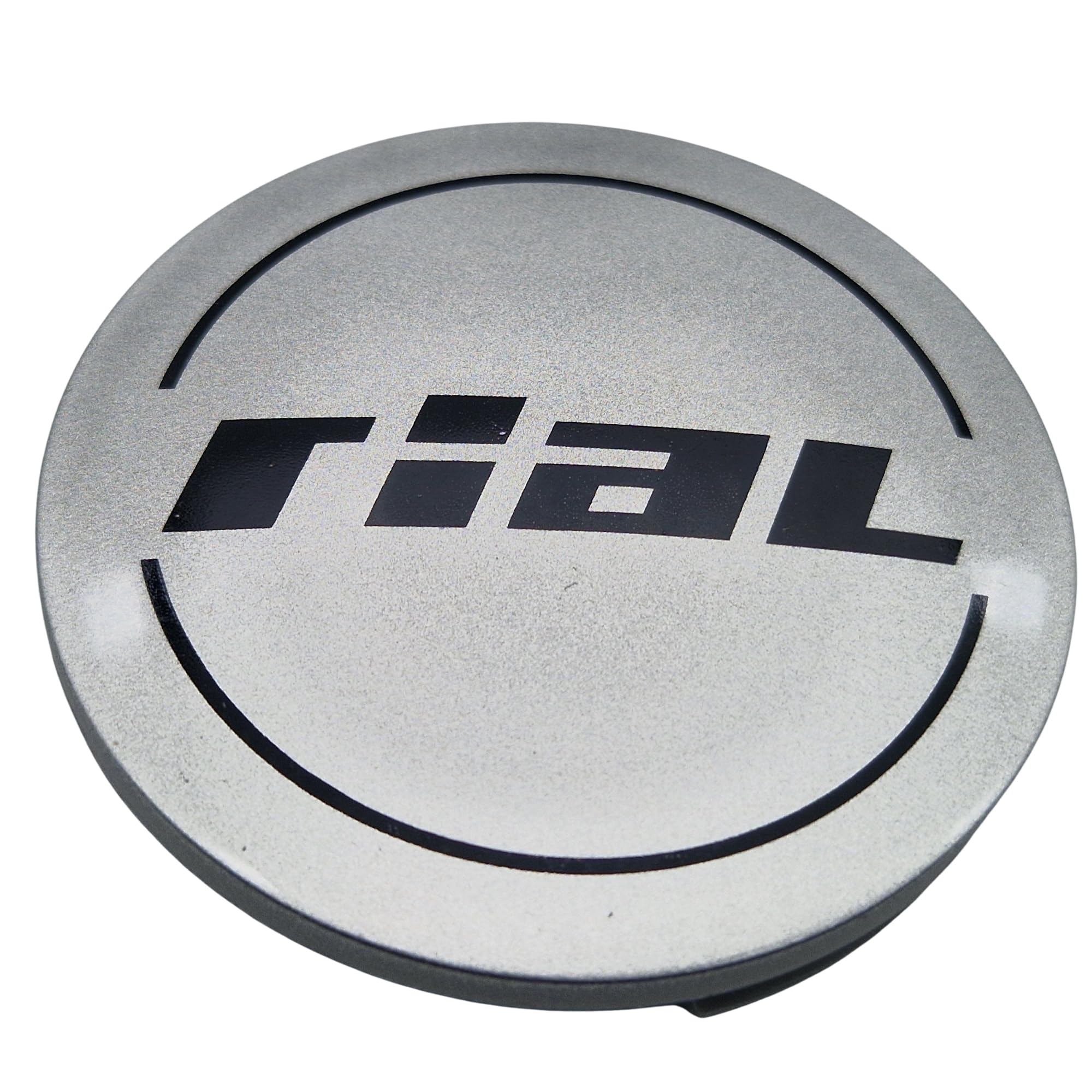 4X Rial Nabendeckel 60mm Silber (N23) Logo Schwarz (Rib) - Original Felgendeckel/Nabenkappe/Hubcap