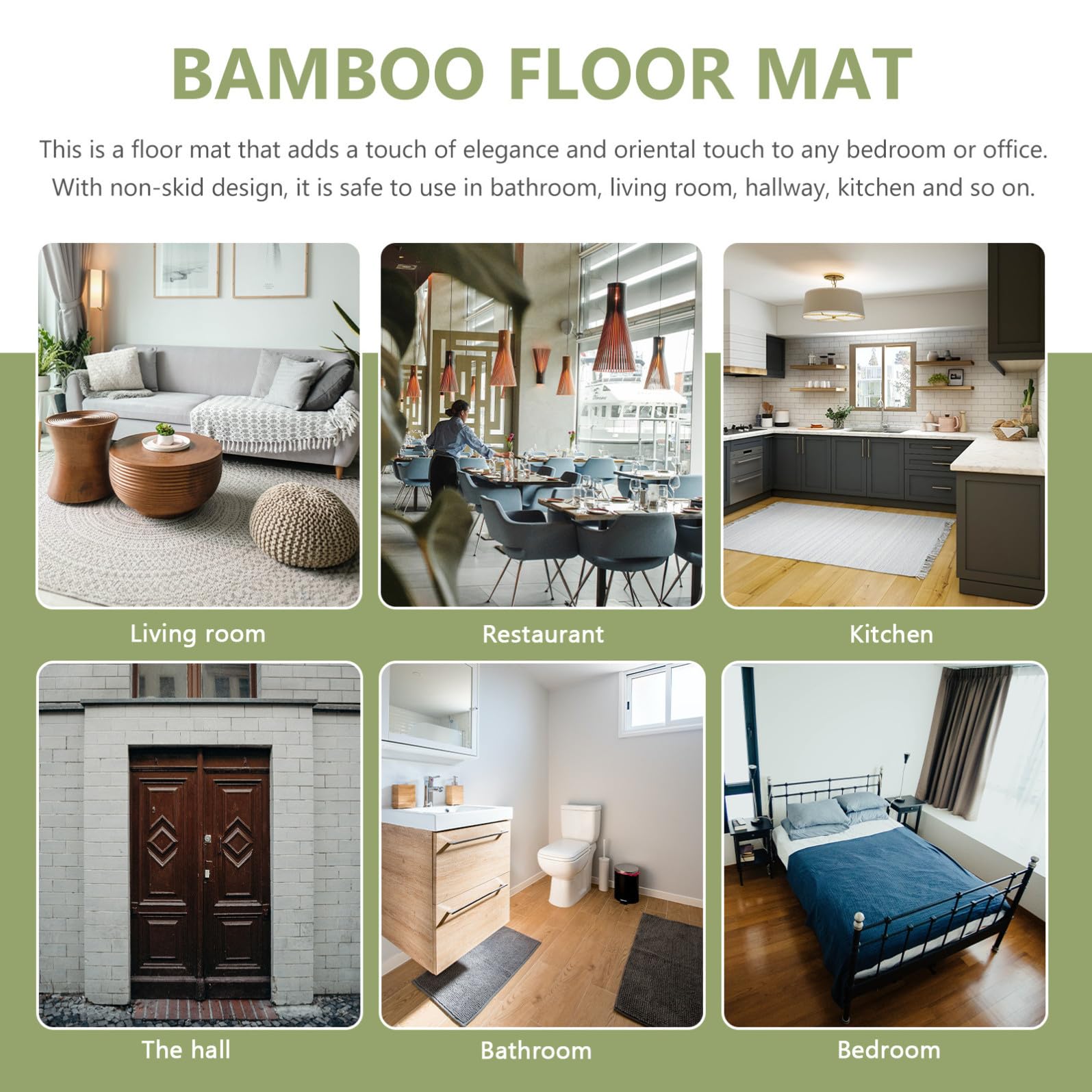 NUOBESTY Tappeto per Bagno Antiscivolo in Bambù Marrone Elegante, Tappeto da Vasca Assorbente senza Assemblaggio per Bagno e Ufficio