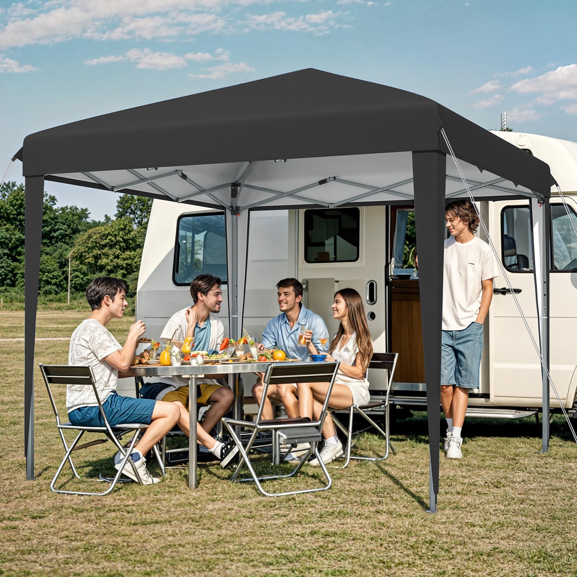YITAHOME 3X3Meter Outdoor Pop Up-Pavillon mit Seite Faltpavillon, Wasserdichter Faltbarer Gartenpavillon Für Alle Jahreszeiten Camping Pavillon Anti-uv Mit Kostenlosen Höhenverstellbaren Party Märkte