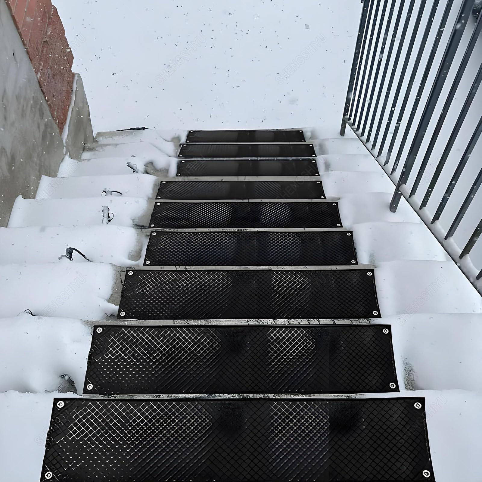 Alfombras Calefactoras Suelo 5PCS para Evitar Hielo en Entradas/Escaleras/Senderos,para Derretir Nieve,Hielo,Alfombras Calefactoras con Textura Antideslizante 5pcs-21 * 98in/54 * 250cm
