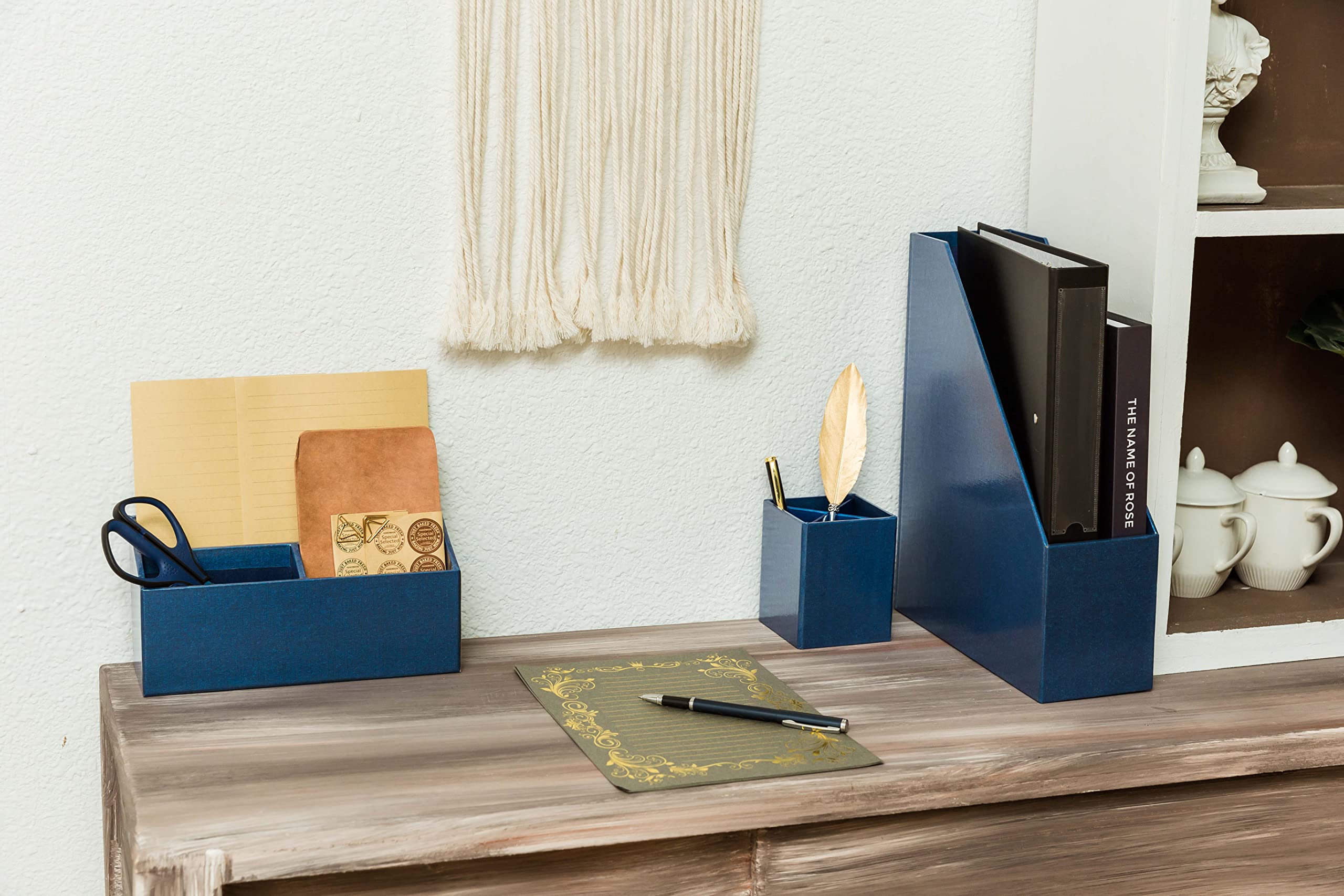 Amazon.com: BOLDFOX Vintage 4-Piece Paper Desk Organizer Set