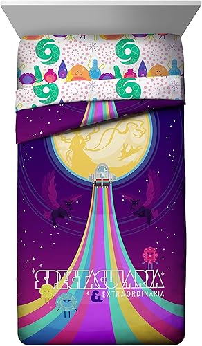 Miniatura 2 de Jay Franco Over The Moon Spectacularia - Juego de cama matrimonial de 7 piezas, incluye edredón reversible y juego de sábanas, microfibra súper
