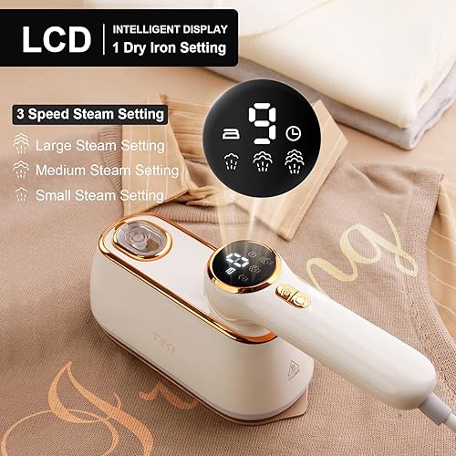 Miniatura 2 de Vaporizador de viaje para ropa portátil, 1200 W, mini plancha de vapor de viaje, 4 modos con displa LCD, potente removedor de arrugas, vaporizador