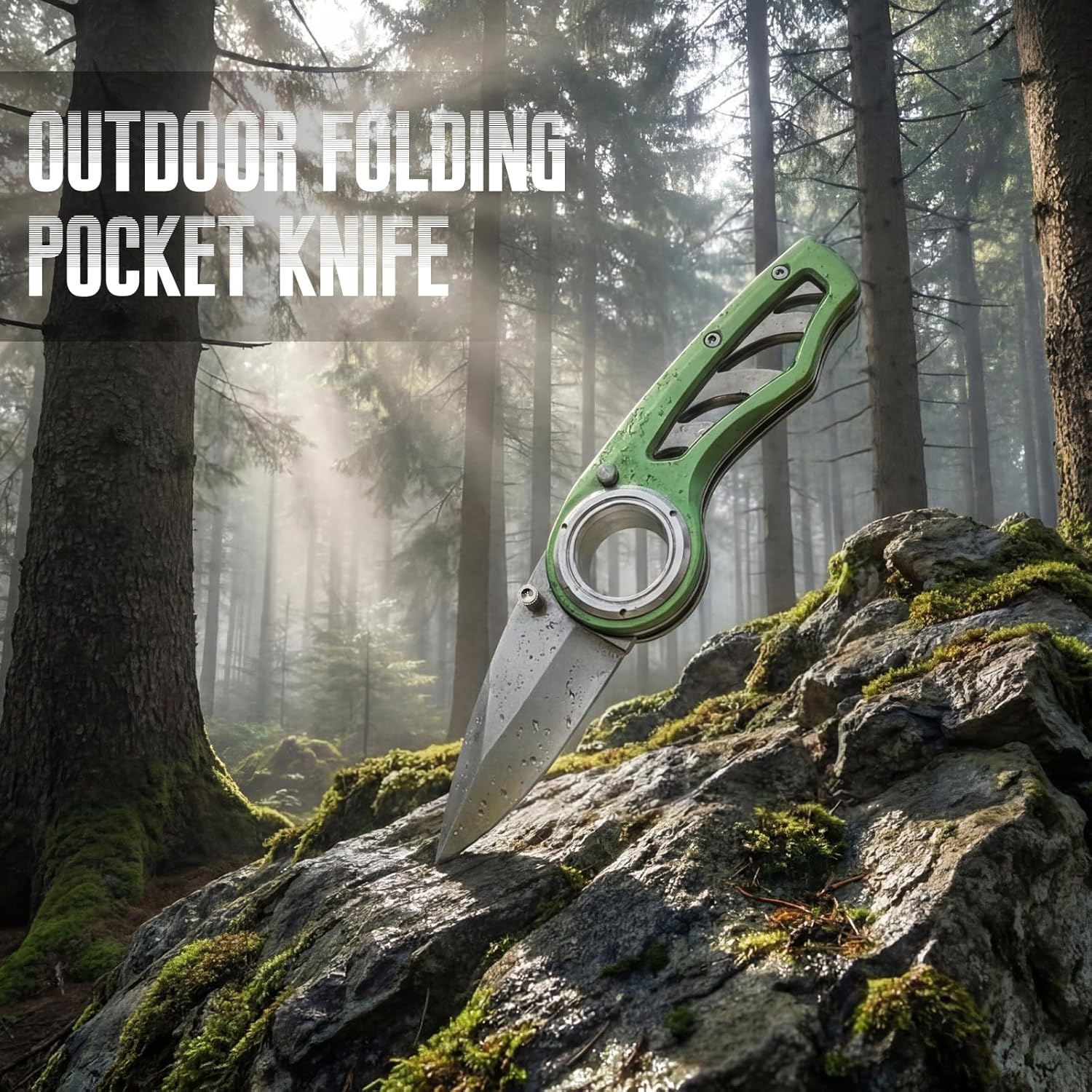 Green 2 Pack Pocket Folding Knife Multipurpose 3cr13 Blade Pocket Knife with Liner-lock Stainless Steel Moly-coated Aluminum Handle 7.35'' with 3'' Steel Blade for Survival Camping Men Women