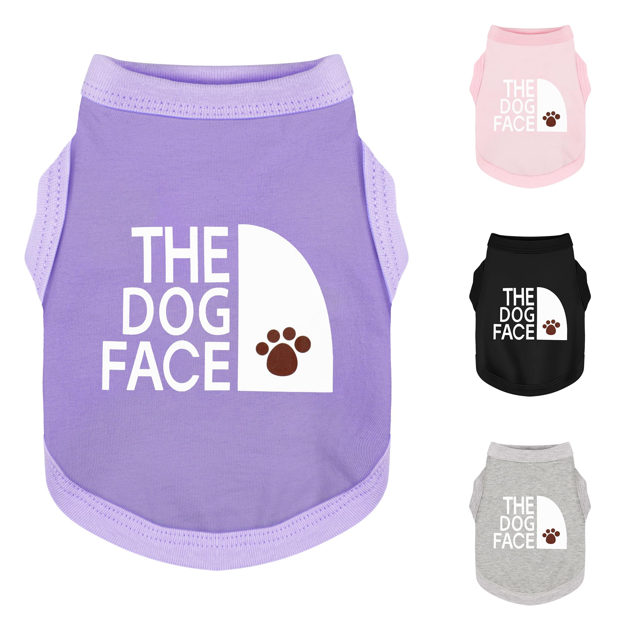Personality Canine Attire: Soft, Lightweight Cotton Dog Clothes with 'The Dog Face' Print. Small and Medium Breeds, Perfect for Everyday Wear,
