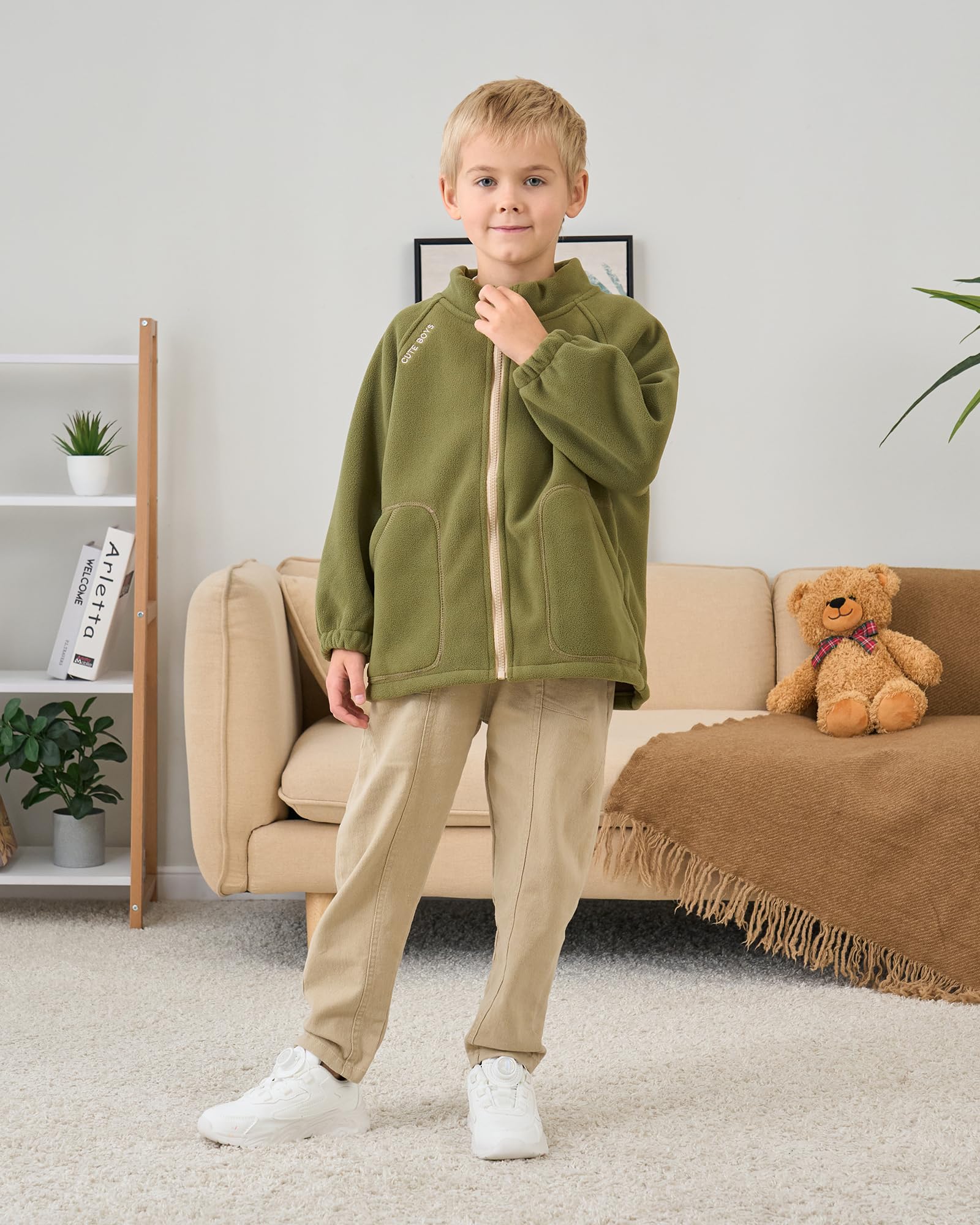 Veste en polaire pour tout-petits, manteaux chauds à manches longues à fermeture éclair pour bébés garçons pour l'automne, le printemps et l'hiver