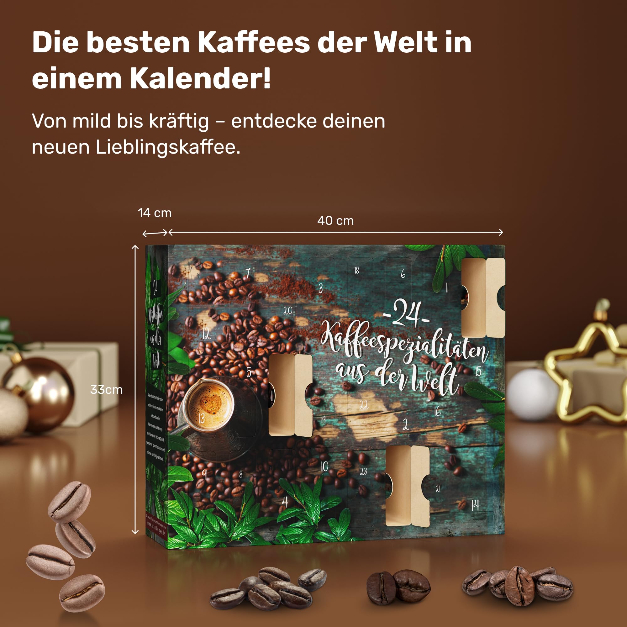 BOXILAND® Calendario de Adviento de Café Molido 2025 BIO y FAIRTRADE – 24 cafés de especialidad